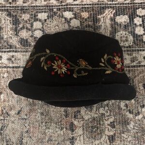 Embroidered Black Women's Hat